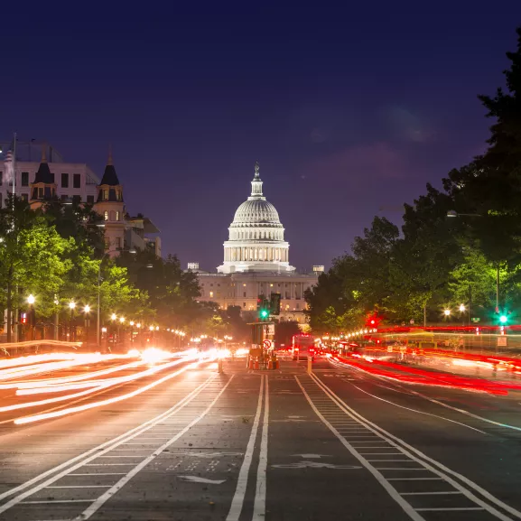 long exposure of a street in front of the us capitol