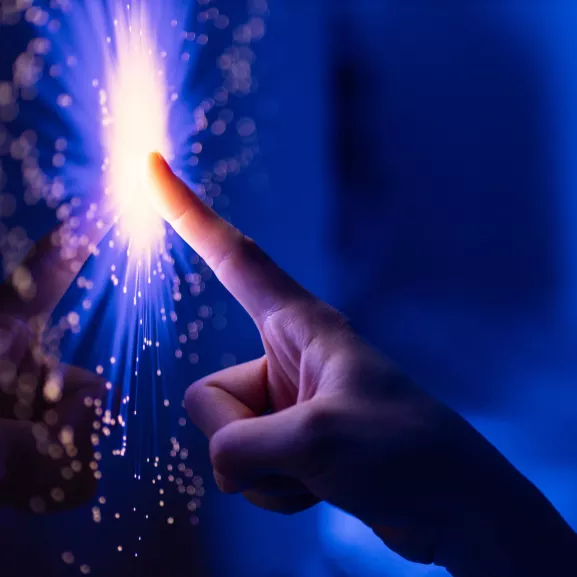 Touching optical fiber.