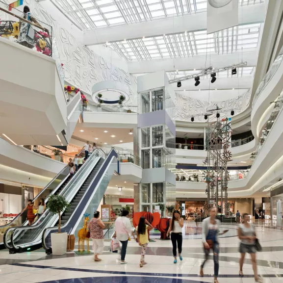 Inside the Mega Alma-Ata shopping mall.