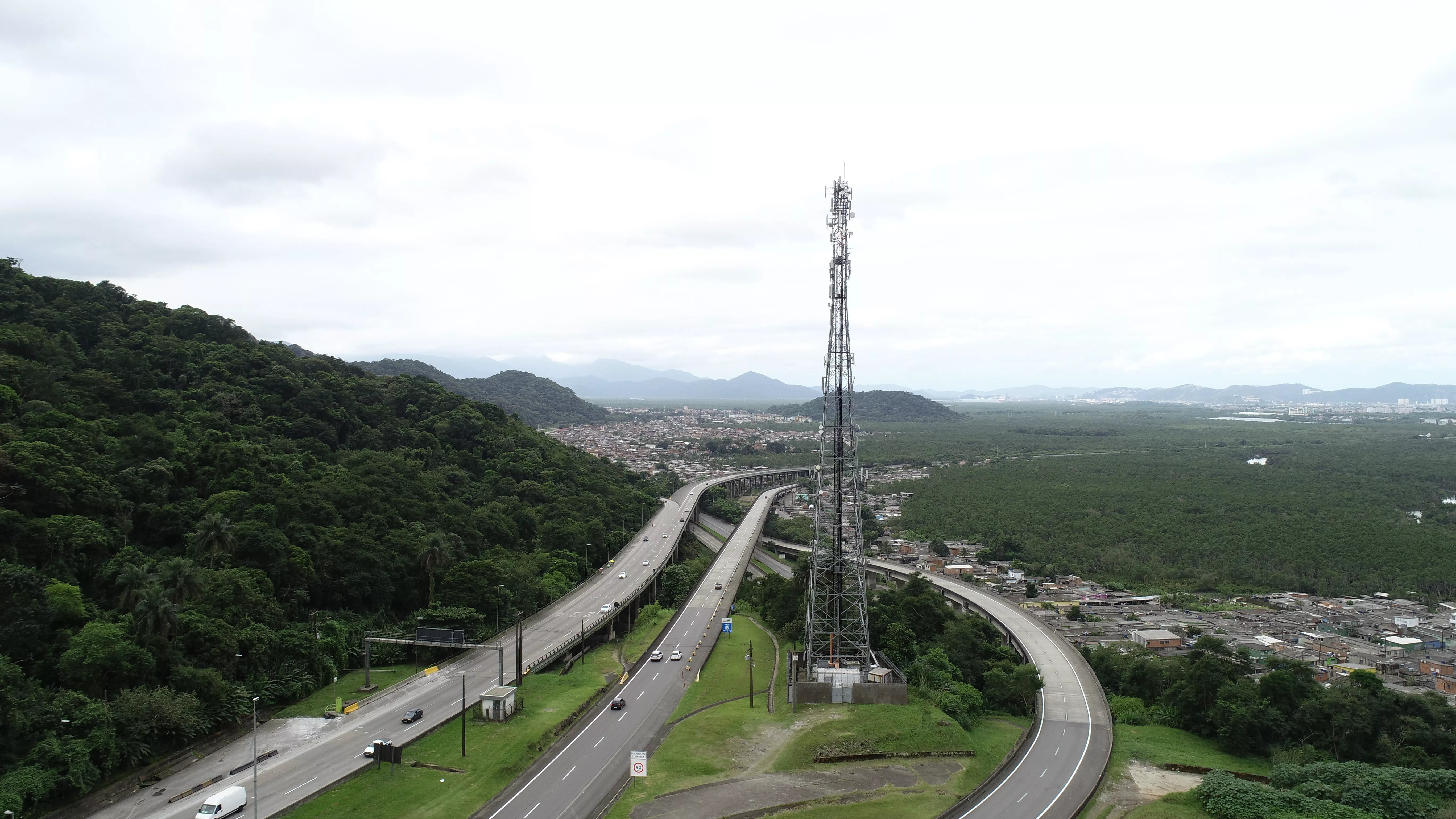 A highway and tower in Brazil.