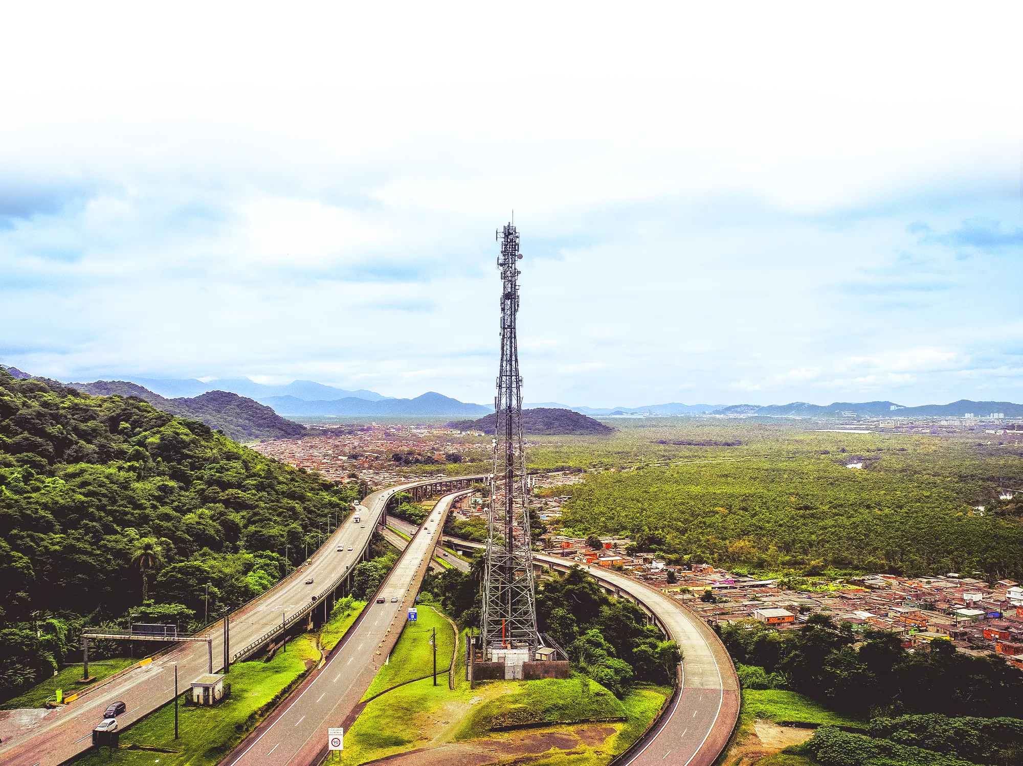 Cell tower surrounded within a Brazilian landscape