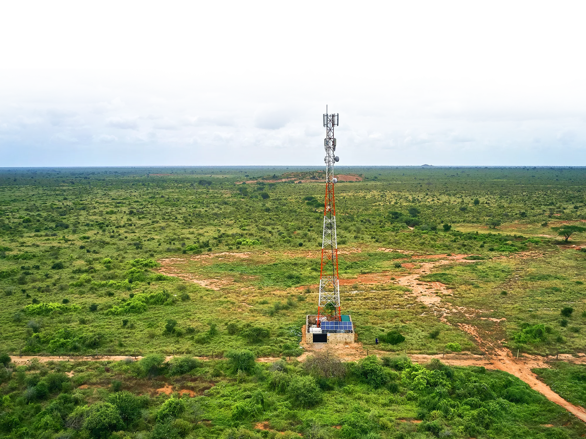 Cell tower on a lush landscape in France